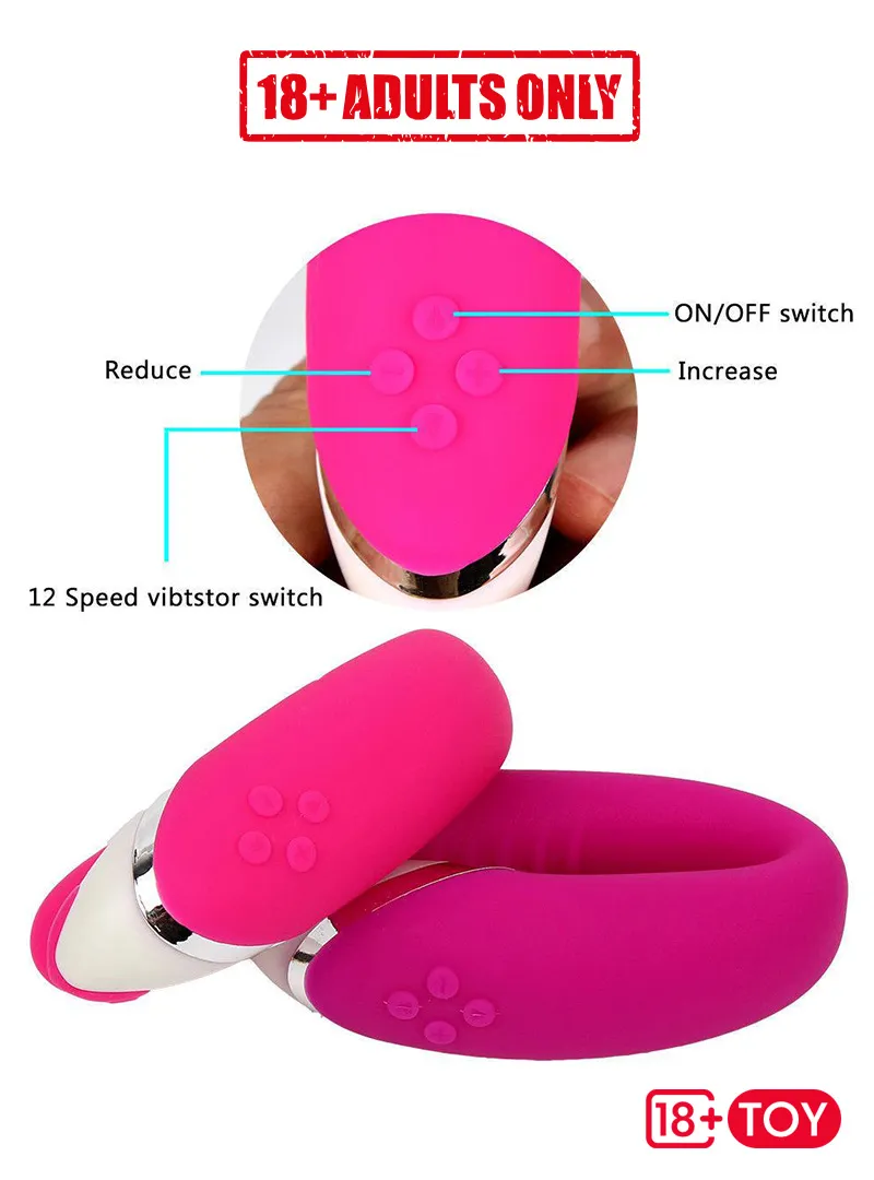U Shape 12 Speed Pink Dual Waterproof Vibrator EPTGSV-026 Gallery Image_4