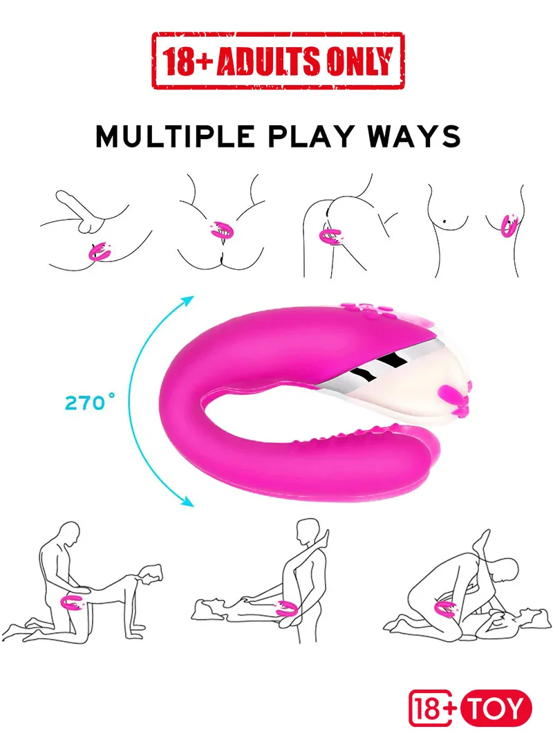 U Shape 12 Speed Pink Dual Waterproof Vibrator EPTGSV-026 Gallery Image_5