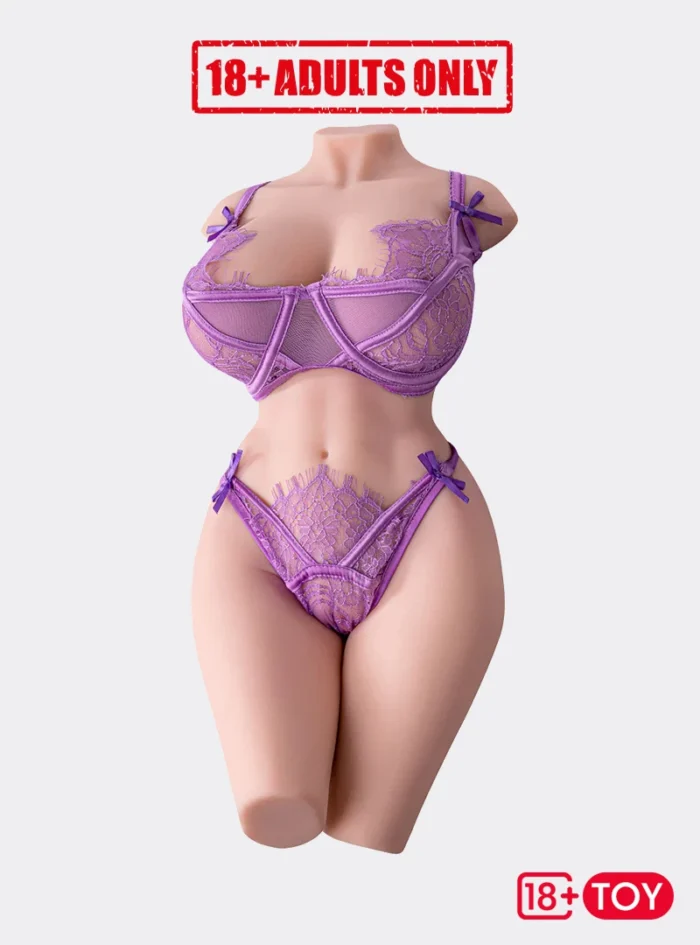 Front view of realistic sex doll torso for men
