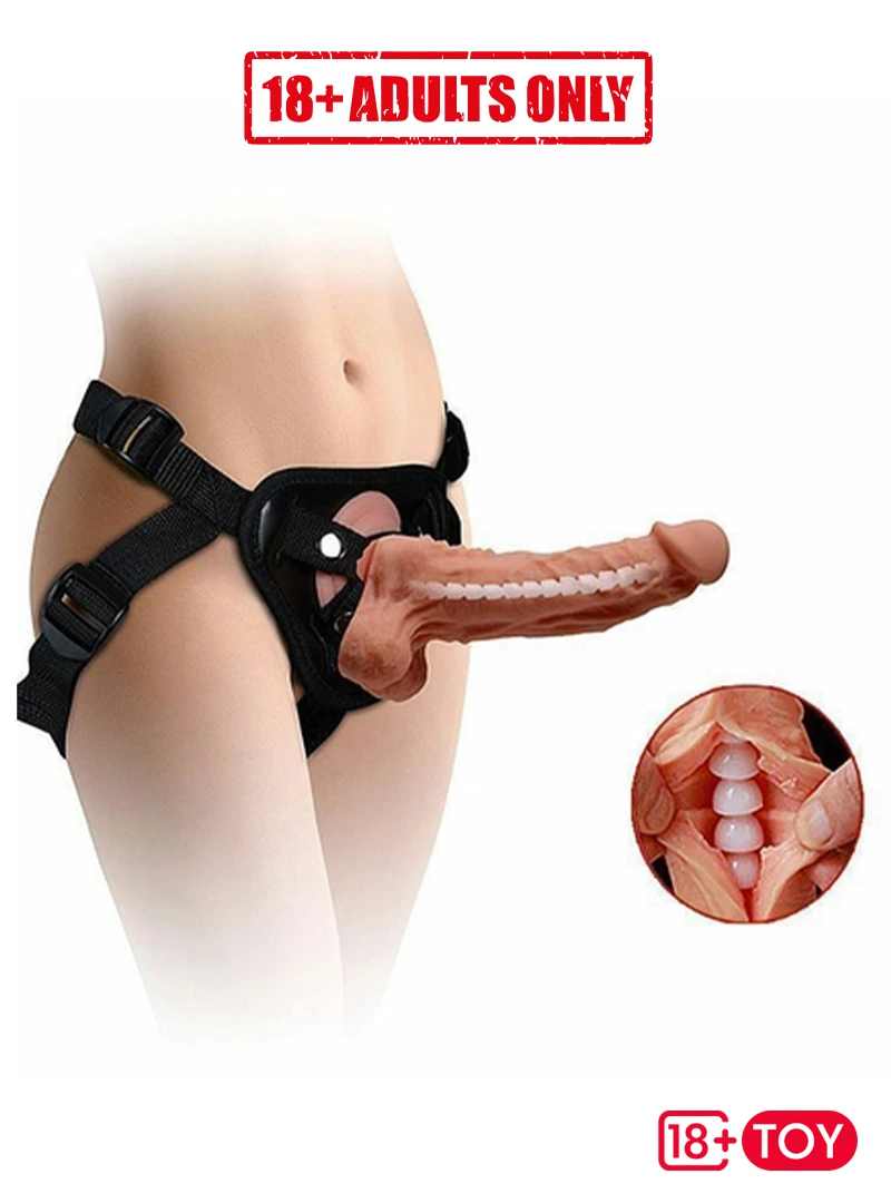 Adjustable strap on harness with dildo for women and pegging