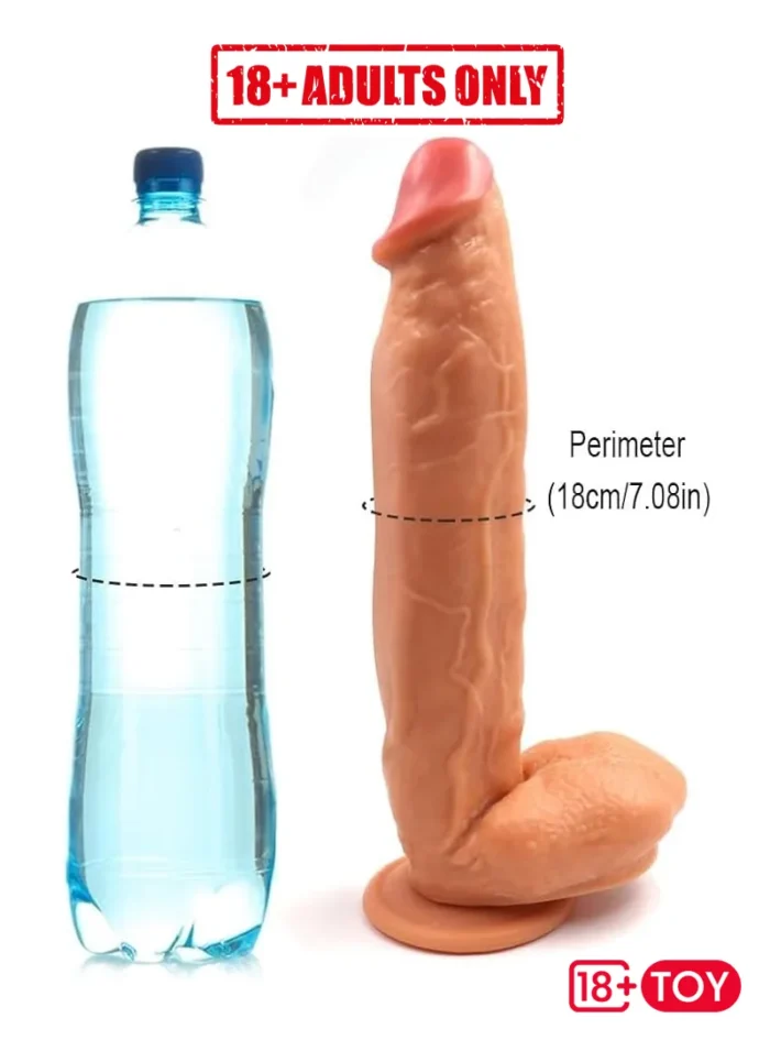 The Destroyer dildo next to a 500ml bottle for scale comparison