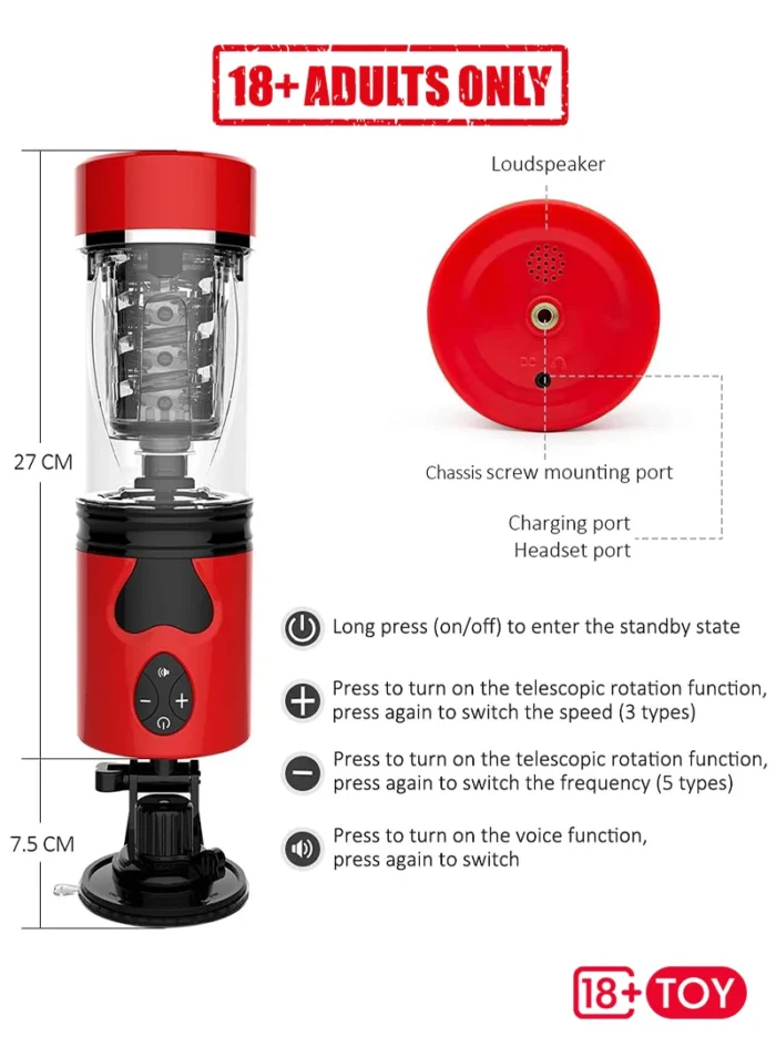 Vibration modes and manual control buttons on Thor Maig Yuji Cup – Blowjob Toy for Men India