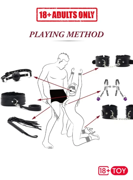 Leather Restraints BDSM Set for Couples Role Play